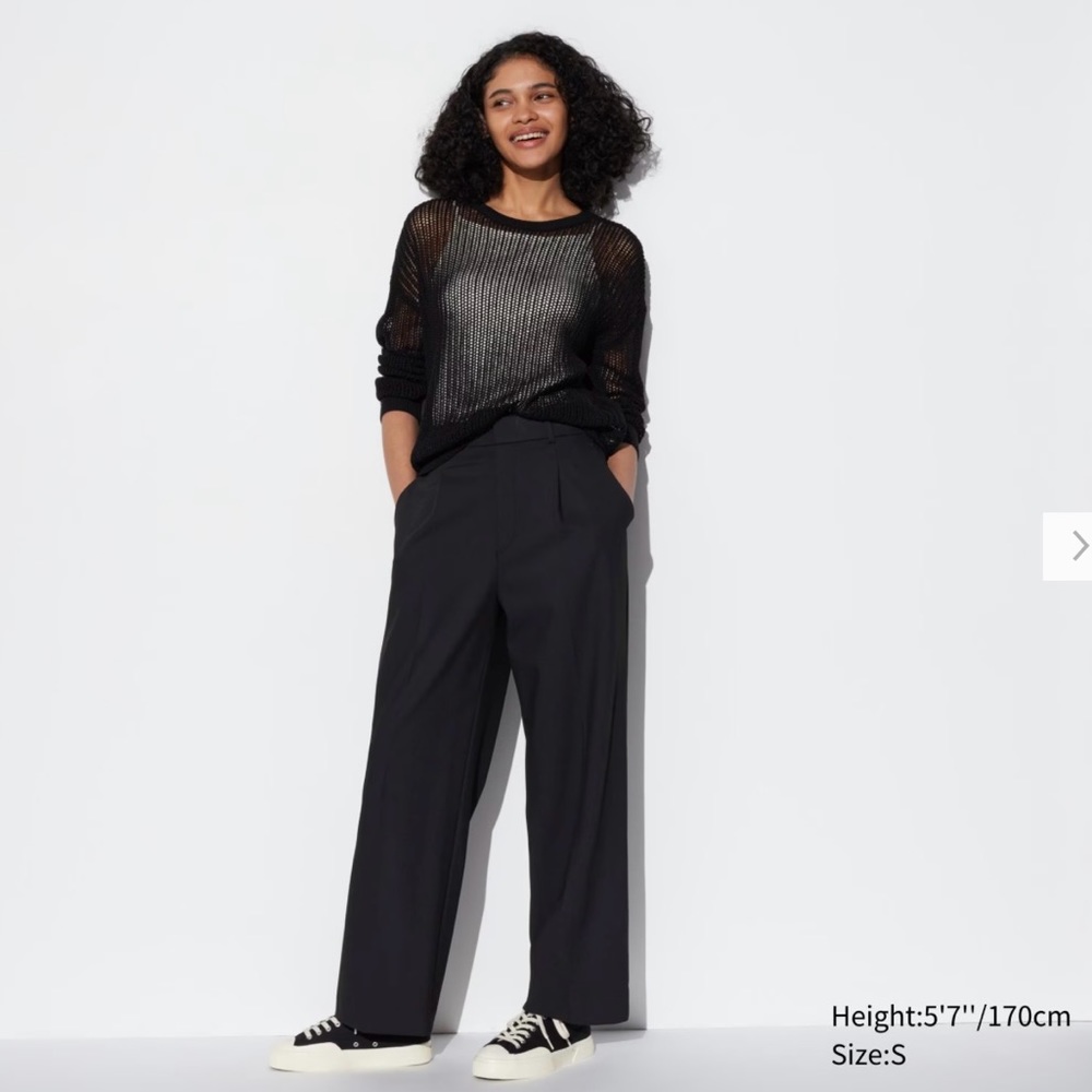 Uniqlo Wide leg pleated pants in black and gray